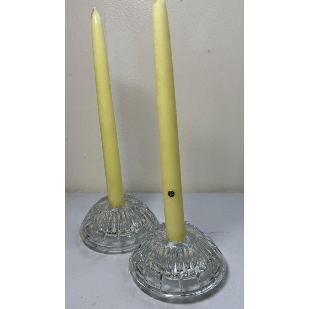 VTG Princess House Royal Highlights 3 Way Glass Candle Holder Pair‎